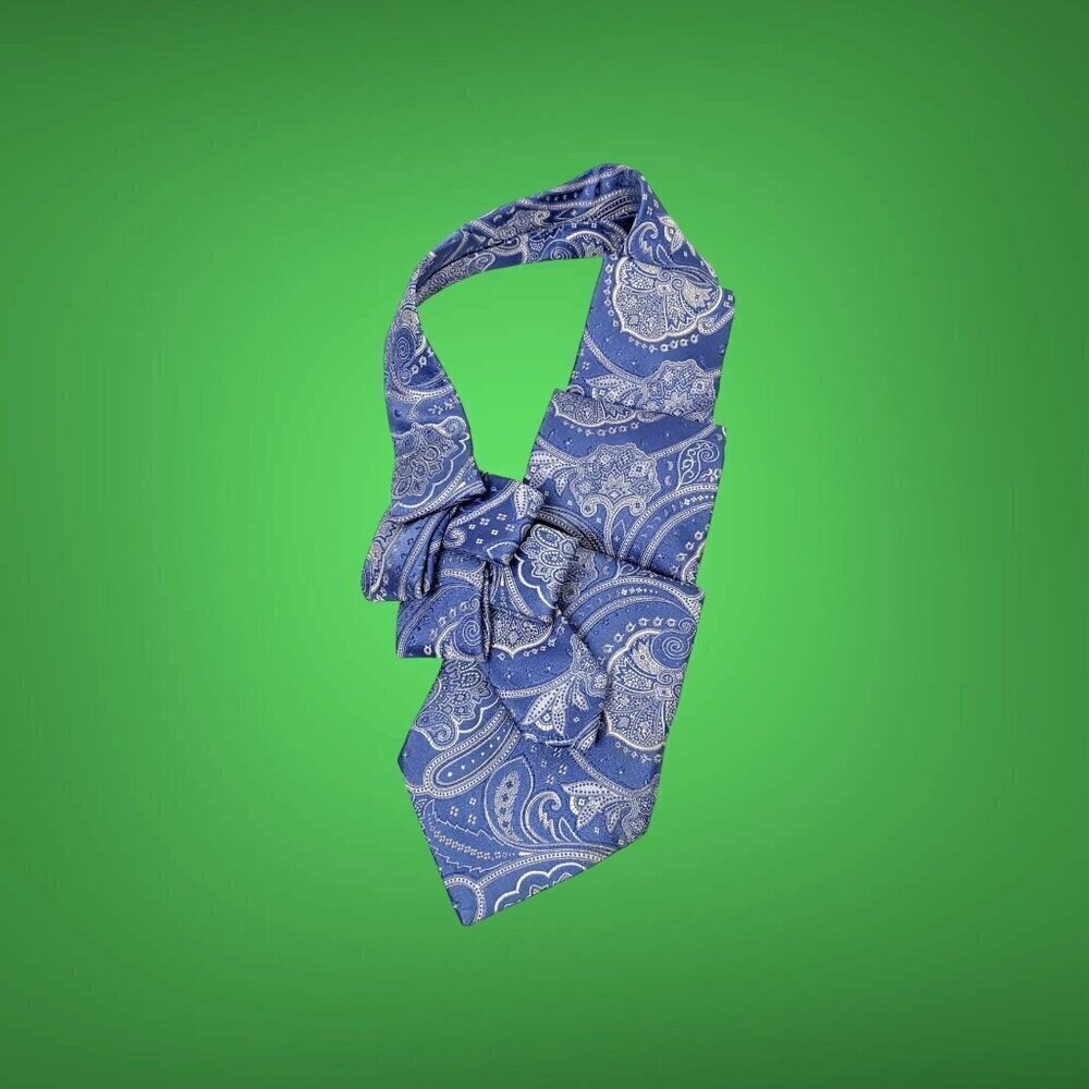 Ogsplosh Blue Paisley Unisex Ascot Scarf Handcrafted From Repurposed Necktie NEW